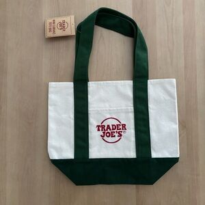 TRADER JOE’S Mini Canvas Tote Bag. Dark Green. NWT Never Used Ships Fast